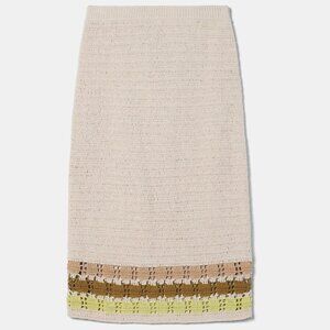 Amour Vert Meli Cotton Crochet Skirt - Ecru Multi Stripe‎ Size Large